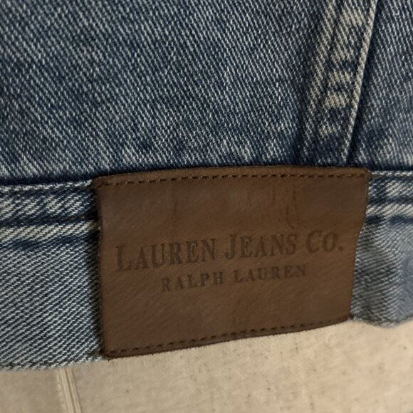 Lauren Ralph Lauren Petite Denim Faux Fur Lined Jacket Size PM One Bad Snap - Picture 4 of 10